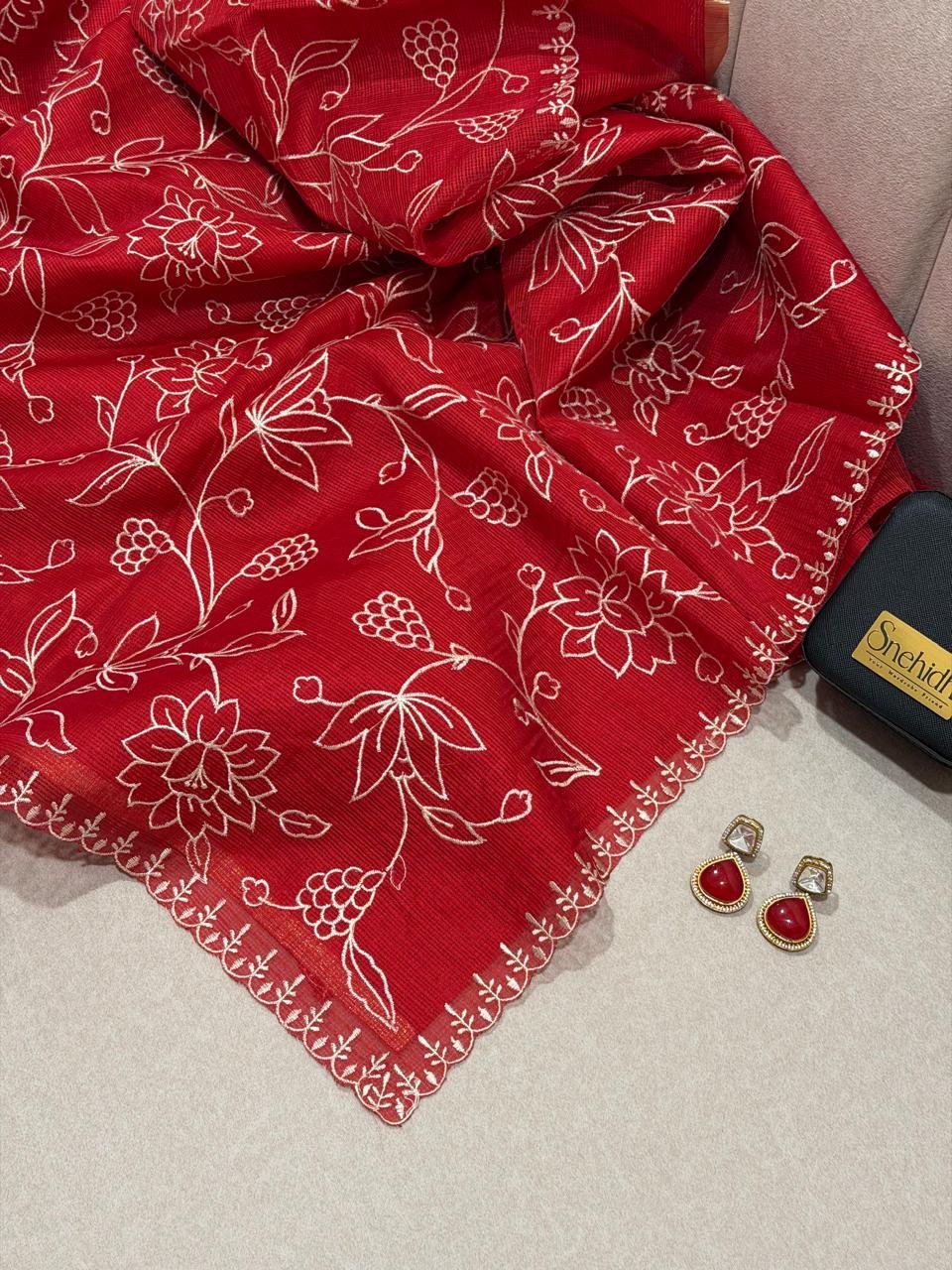 Floral Muse (Kota saree) Red - Image 4