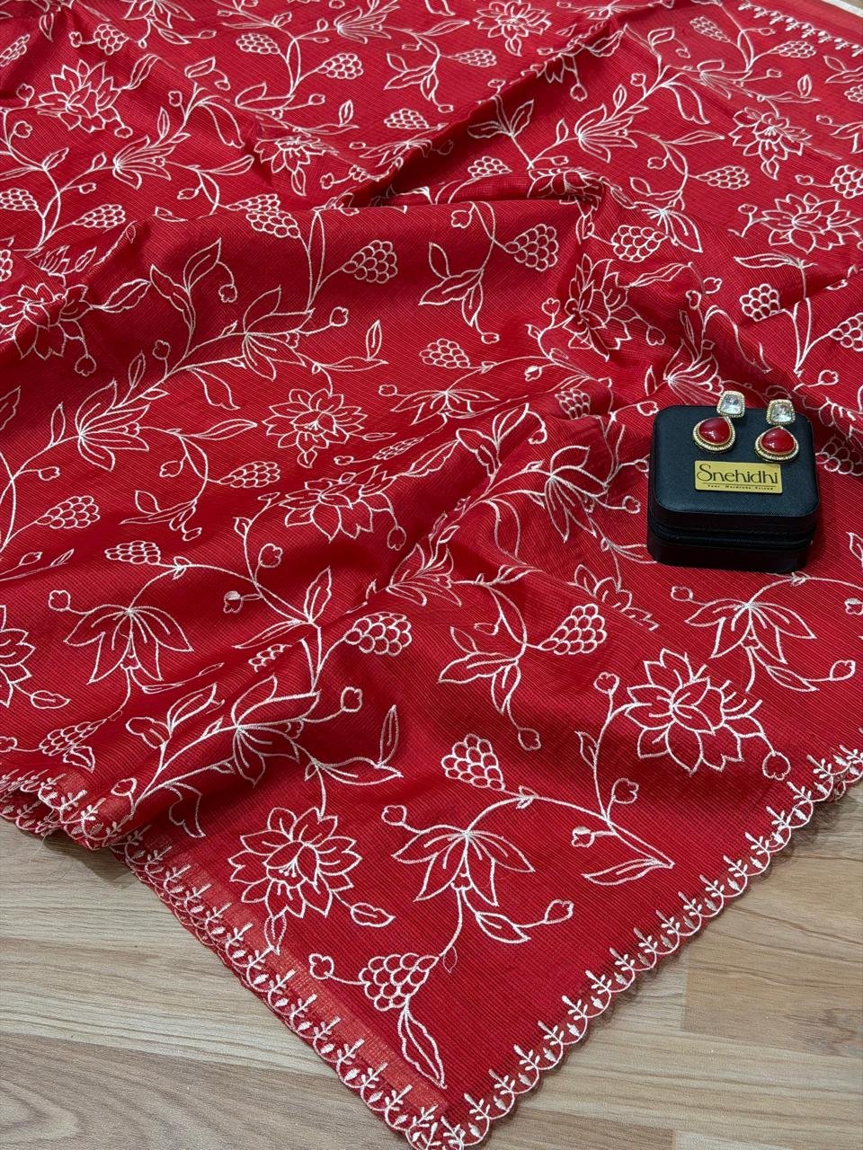 Floral Muse (Kota saree) Red - Image 7